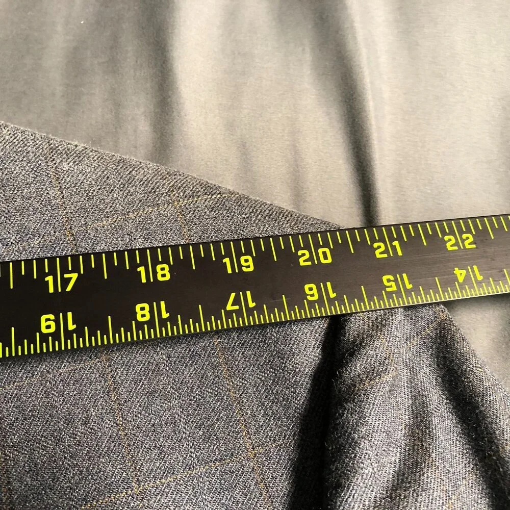 Oscar De La Renta Mens Blazer 46R Silk Wool Blend Gray Pinstripe